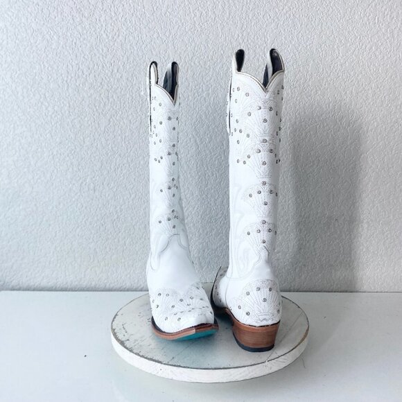 Lane CALYPSO Womens Cowboy Boots 7.5 White Western Cowgirl Mid Calf Pointed Toe - Picture 11 of 11